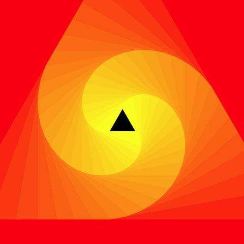 Red to yellow spiraling triangles background