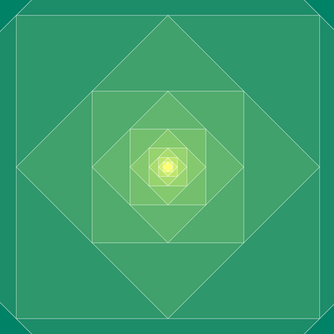 Green to yellow squares and diamonds in each other