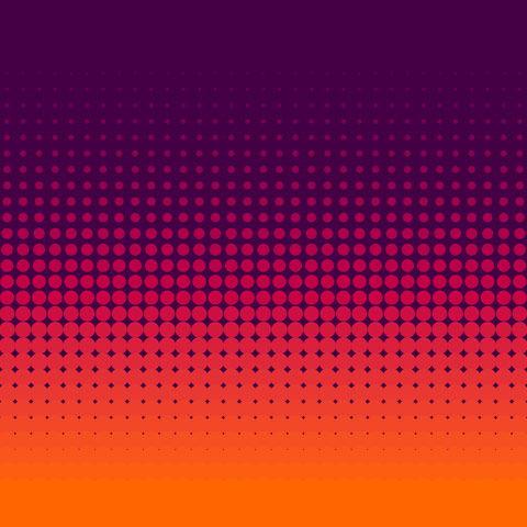 fire orange to red fade into purple halftone pattern