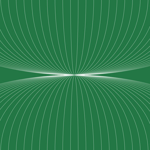 white outlined oval rings over green