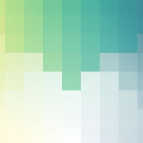 pixel grid from yellow green to blue with white bottom