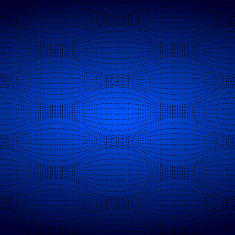 black dots in curved formation over blue radial gradient